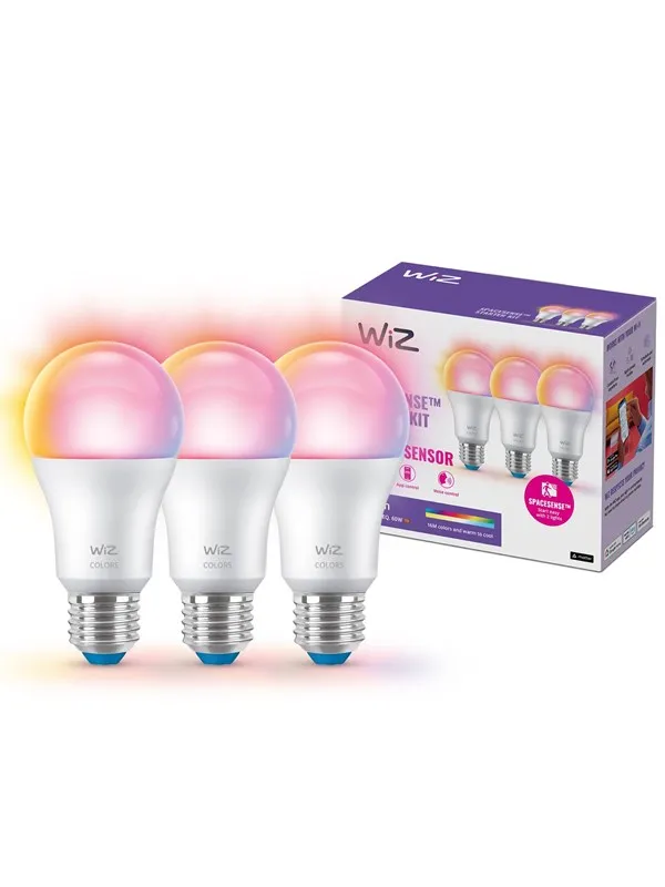 Set llamba inteligjente WiZ Standard, 8.5W E27, Color dhe Tunable White, Wi-Fi - 1