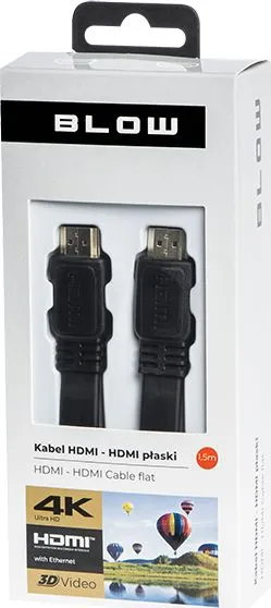 Kabllo HDMI 2.0 Flat, 1.5m, 4K UHD, e zezë - 2