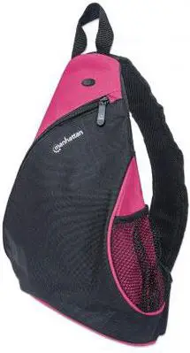 Çantë sling Manhattan Dashpack, për tablet notebook 12", material 600D PVC, e zezë rozë