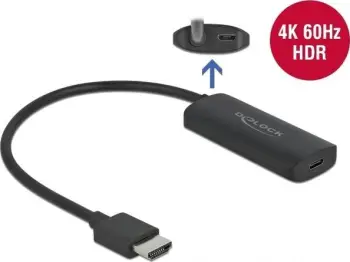 Adapter USB Delock 63251, HDMI në USB C, 4K 60Hz, i zi