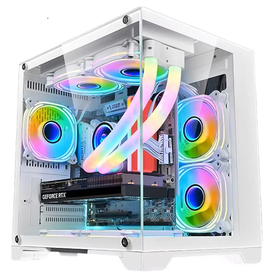 Kasa gaming 1stPLAYER MV5 TP, Micro ATX, 5 ventilatorë aRGB, e bardhë - 11
