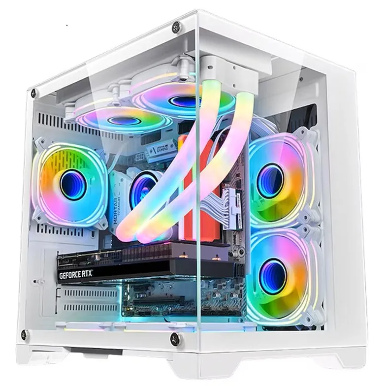 Kasa gaming 1stPLAYER MV5 TP, Micro ATX, 5 ventilatorë aRGB, e bardhë - 9