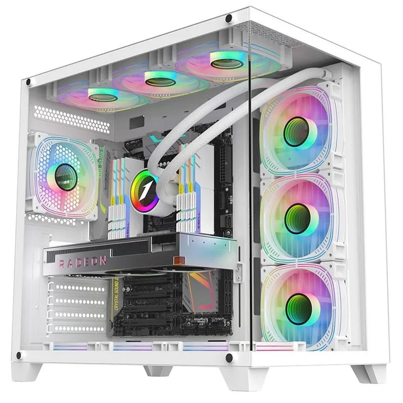 Kutia kompjuterike 1st Player MV8 TP, ATX, 7 ventilatorë aRGB, e bardhë - 1