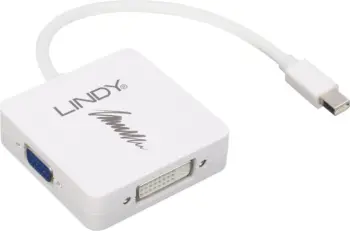 Adaper video Lindy 41035, Mini DisplayPort në HDMI VGA DVI I, i bardhë