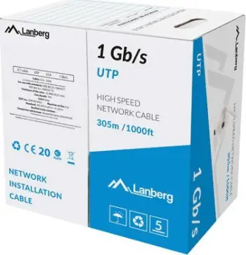 Kabllo rrjeti Lanberg UTP Cat6 SOLID, 305m, gri