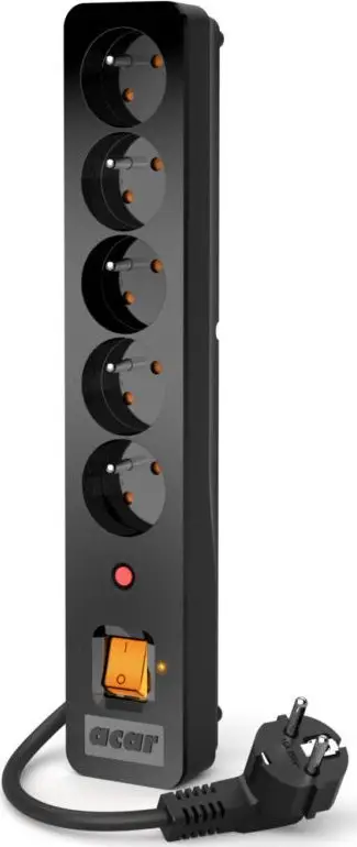 Shtepshijë Acar X5, 5 prize, kabllo 5 m, e zezë