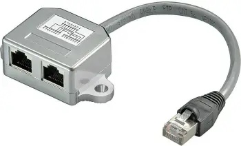 Adapter rrjeti Goobay 68908, RJ45 splitter 1 në 2, trup metalik, argjendtë