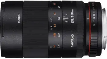 Objektiv Samyang 100mm f/2.8 ED UMC Macro për Sony E, manual, i zi
