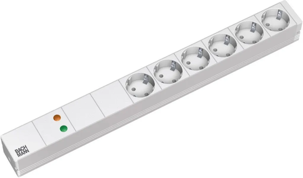 Parazgjedhës rryme Bachmann, 5x Schuko, kabllo 2m, gri - 1