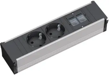 Zgjatës tavoline Bachmann CONI 333.1008, 2 dalje rryme, 2 porta RJ-45, i zi