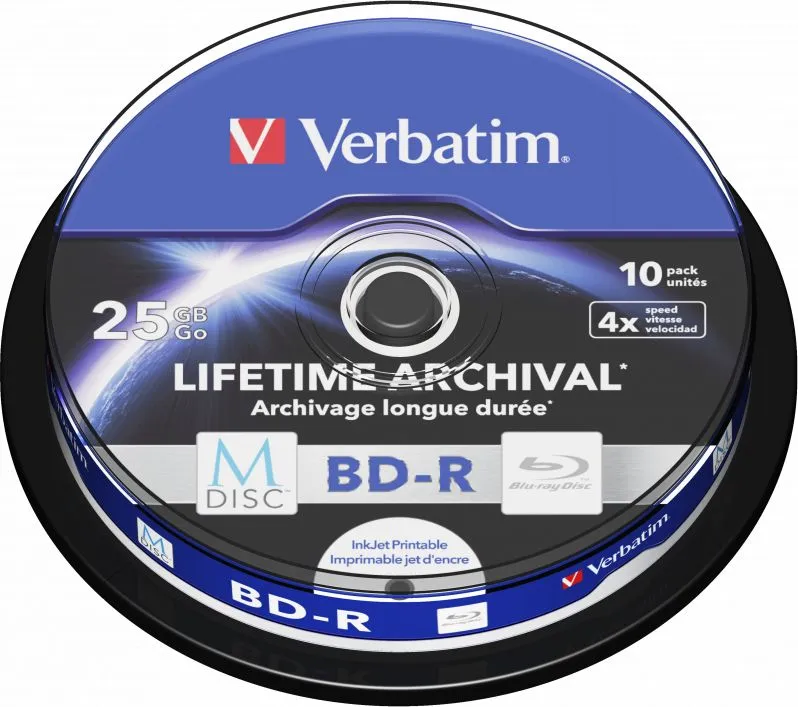 Disk Blu ray Verbatim BD R M DISC, 25GB, 4x, paketë 10 copë - 1