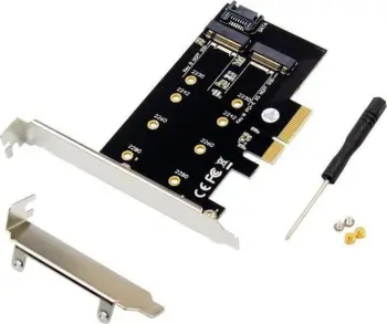 Adaptues PCIe x4 për SSD M.2 NVMe SATA, B dhe M Key, i zi
