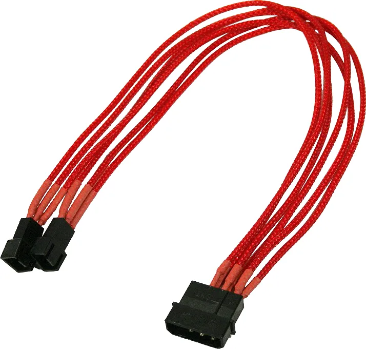 Adapter kabllo Nanoxia Molex në 2x 3 pin, 0.3m, i kuq - 1