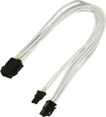 Adapter kabllo Nanoxia PCIe 6 pin në 8 pin, 0.3m, i bardhë