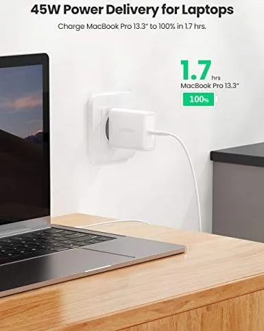 Karikues murale UGREEN Fast Charge, 45W, USB C, i bardhë - 2