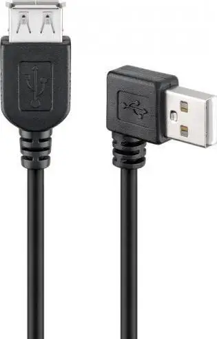 Kabllo zgjatuese USB Wentronic Goobay 95701, USB 2.0 Type A mashkull në 90°, 0.15 m, e zezë
