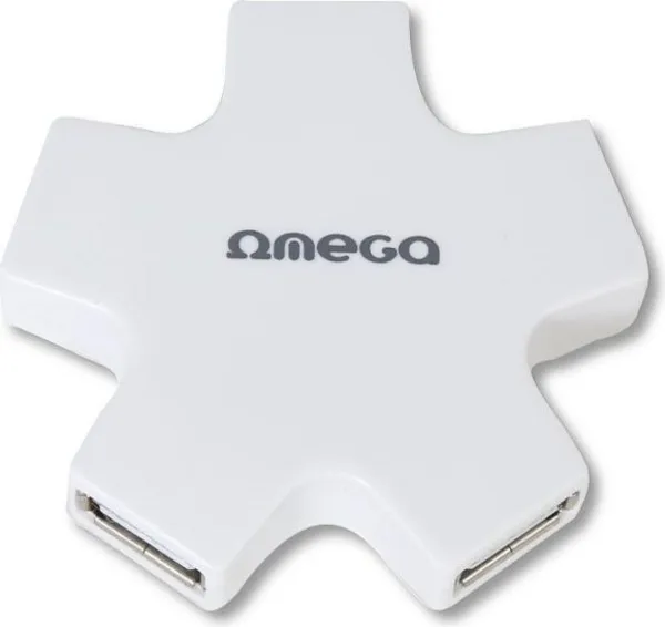 USB Hub Omega, 4 porte, USB 2.0, e bardhë - 1