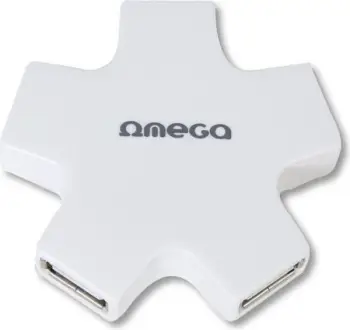 USB Hub Omega, 4 porte, USB 2.0, e bardhë