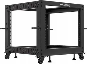 Raft i hapur rrjeti Lanberg Open Rack 19, 9U, thellësi 600–1100 mm, i zi