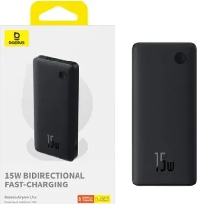 Bateri e jashtme Baseus Airpow Lite, 10000mAh, 15W, e zezë - 1