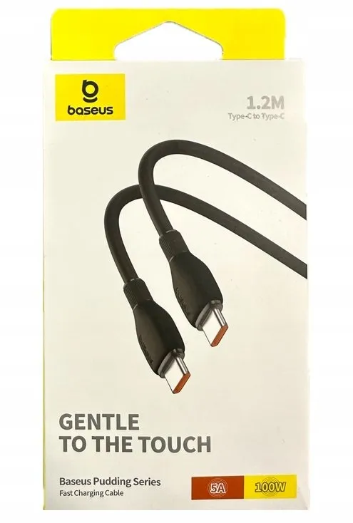 Kabllo karikimi Baseus Pudding Series, USB Type C në USB Type C 100W, 1.2m, e zezë - 1