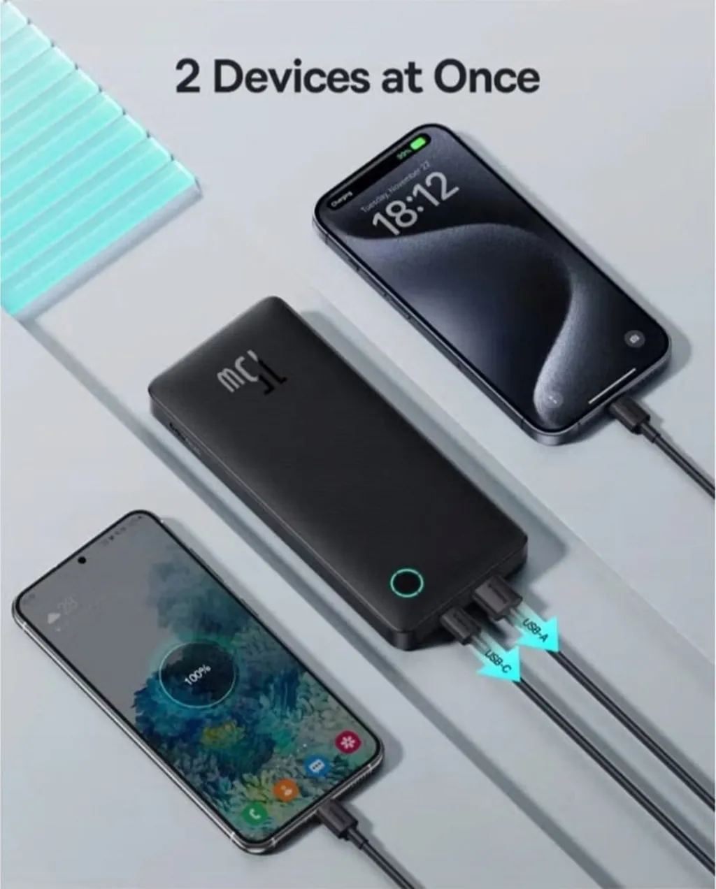 Bateri e jashtme Baseus Airpow Lite, 10000mAh, 15W, e bardhë - 3