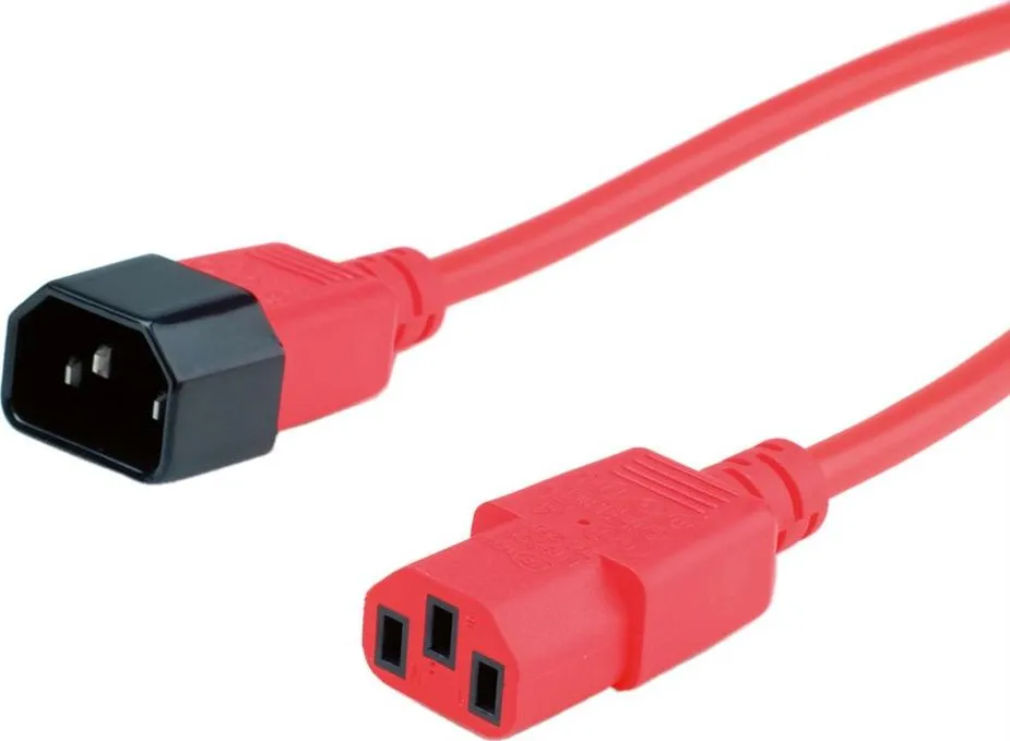 Kabllo Value ROLINE C14 - C13, IEC 320, 0.8 m, e kuqe - 1
