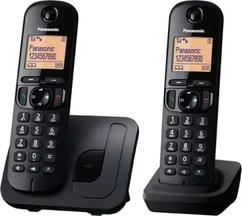 Telefoni pa tel Panasonic KX-TGC212, 2 receptorë DECT, ekran 1.6", i zi
