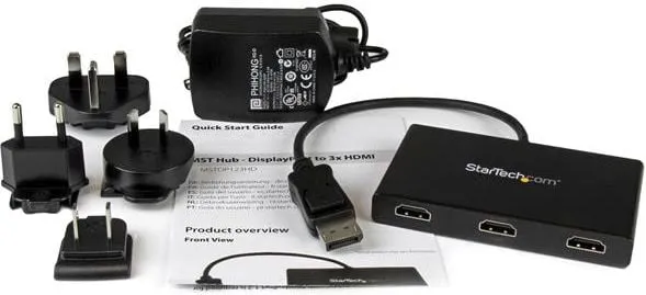Hub video StarTech MST, DisplayPort në 3x HDMI, 4K, i zi - 5