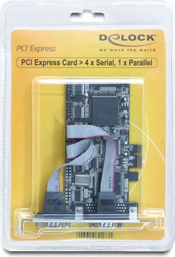 Kartë kontrolluese Delock 89177 PCIe x1, 4x RS-232, 1x LPT, e zezë
