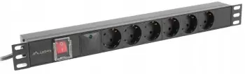 Listelë energjie Lanberg 6x Schuko, 19", 2m, hyrje C14, e zezë