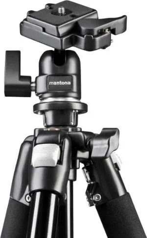Tripod për kamera Mantona Basic Scout, 144cm, kokë me ball, alumini, i zi - 1