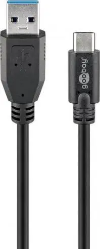 Kabllo USB Wentronic Goobay, USB A në USB C, USB 3.0, 1m, i zi