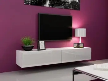 Komodë TV VIGO 180, 30/180/40 cm, MDF, e bardhë