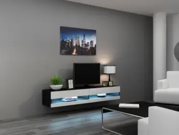 Komodë TV Cama VIGO RTVVIGO180N, 180cm, 2 rafte, e bardhë dhe e zezë