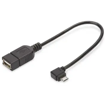 Adapter/Konvertues USB DIGITUS OTG USB Micro‑B në USB‑A Plug/Socket 0.15m – Zezë