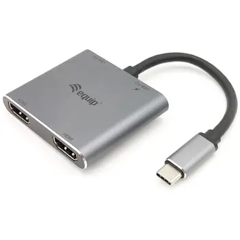 Docking Station Equip USB-C / 2x HDMI / USB 3.0 / 100W PD / Kabllo 15cm – Argjend