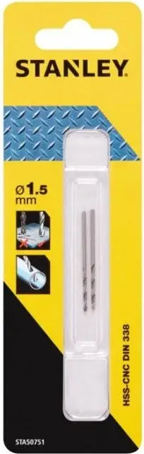 Maja shpimi për metal Stanley HSS-CNC DIN 338 1.5 mm, 2 copë