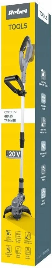 Trimer baterik Rebel Tools RB-5002.1 20V 22 cm, e zezë/gri - 5