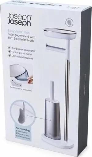 Set aksesorësh banjoje Joseph Joseph EasyStore 70519, mbajtës letre tualeti me furçë Flex dhe kontejner higjiene, i bardhë - 3