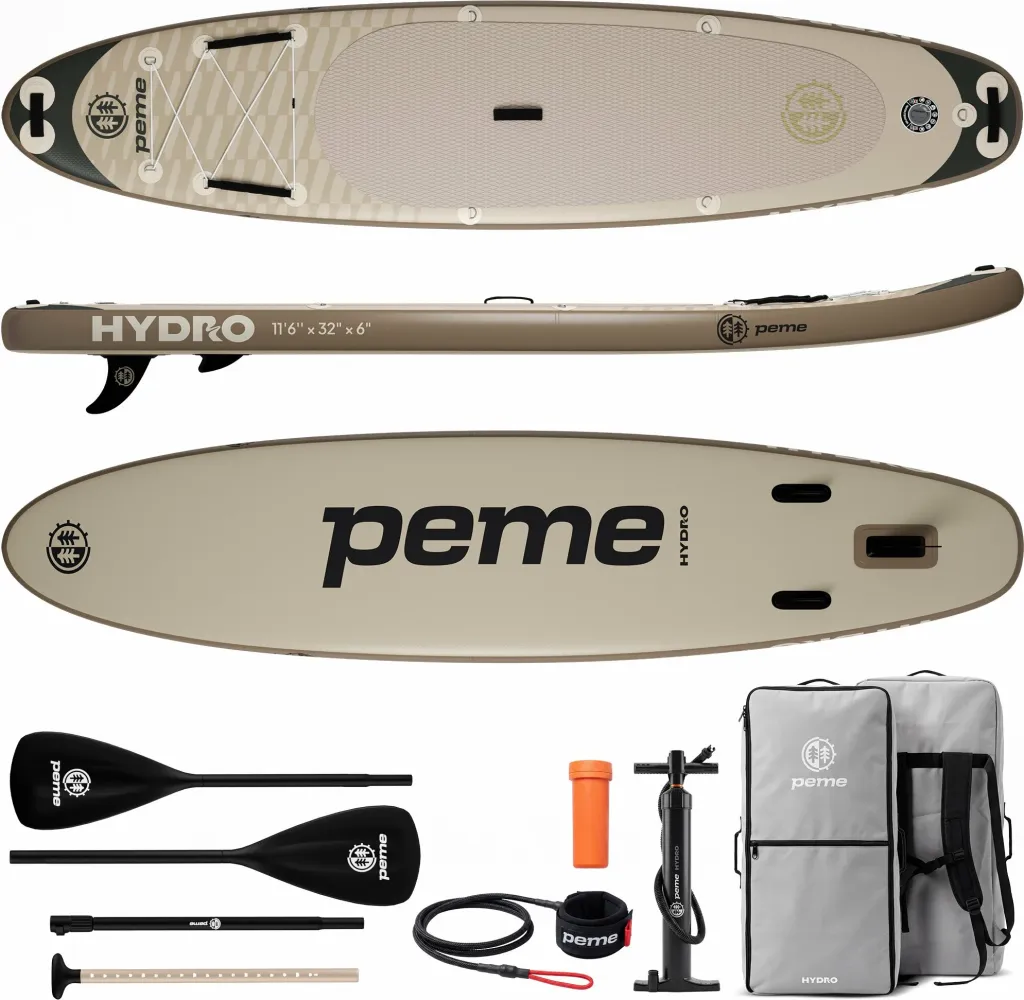 Dërrasë SUP me fryrje Peme Hydro 350 350x81x15 cm, Allround, deri 166 kg, set me lopatë/pompë/çantë, bezhë - 1
