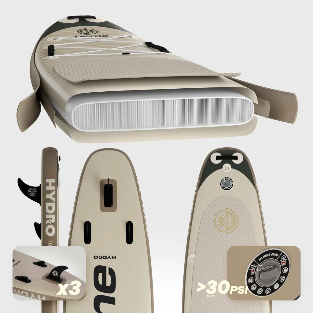 Dërrasë SUP me fryrje Peme Hydro 350 350x81x15 cm, Allround, deri 166 kg, set me lopatë/pompë/çantë, bezhë - 3