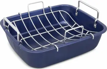 Tepsi pjekjeje me rrjetë Zyliss E980206 40x30 cm, çelik karboni me veshje anti-ngjitëse Quantum II, blu e errët