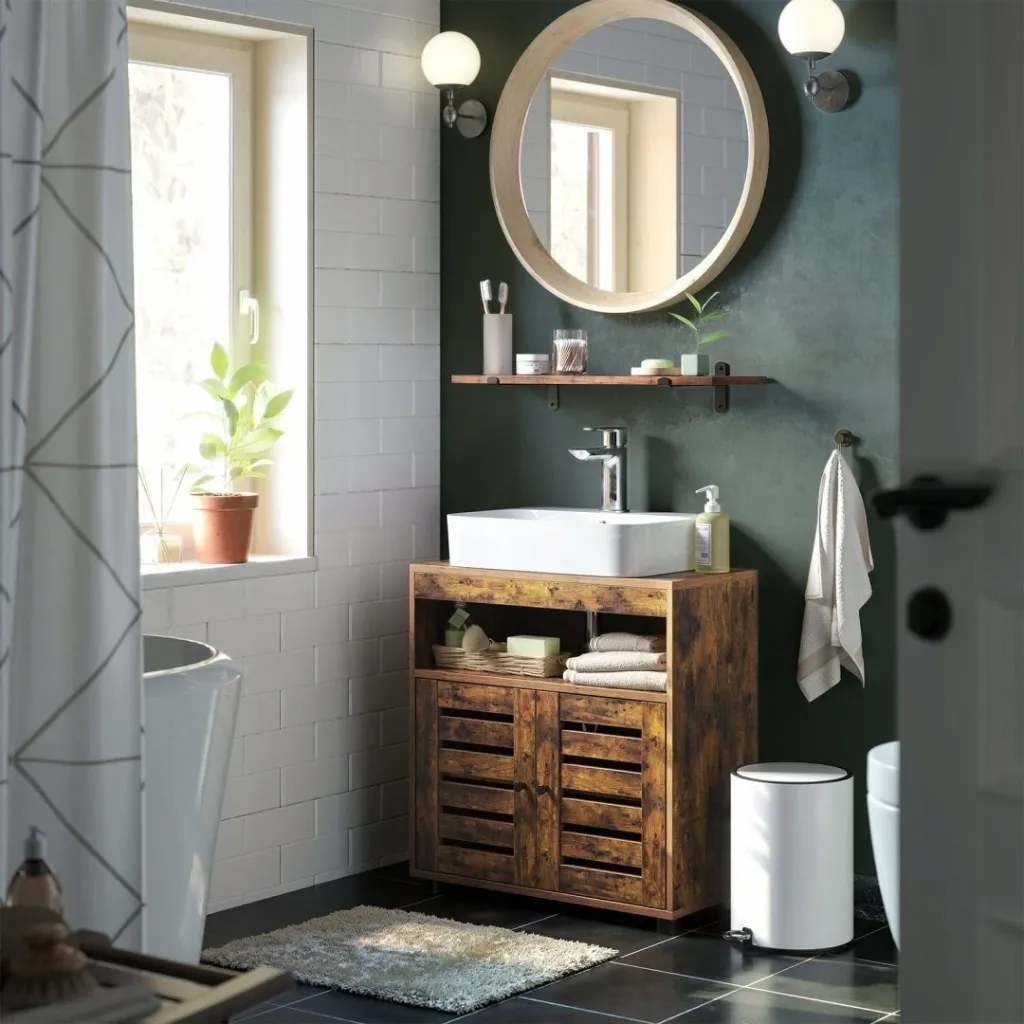 Kabinet banjoje për lavaman Leobert BBK44BXV1, 60x30x80 cm, kafe rustike - 2