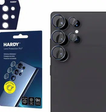 Mbrojtës xhami i kalitur për lente kamere 3MK HARDY Lens Protection Pro për Samsung Galaxy S25 Ultra, 9H, i zi, set 1 copë
