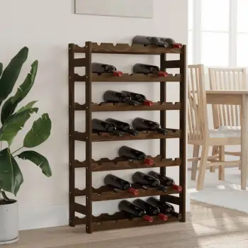 Raft shishesh vere vidaXL 42 shishe, 62.5x25x102 cm, dru pishe masiv, kafe