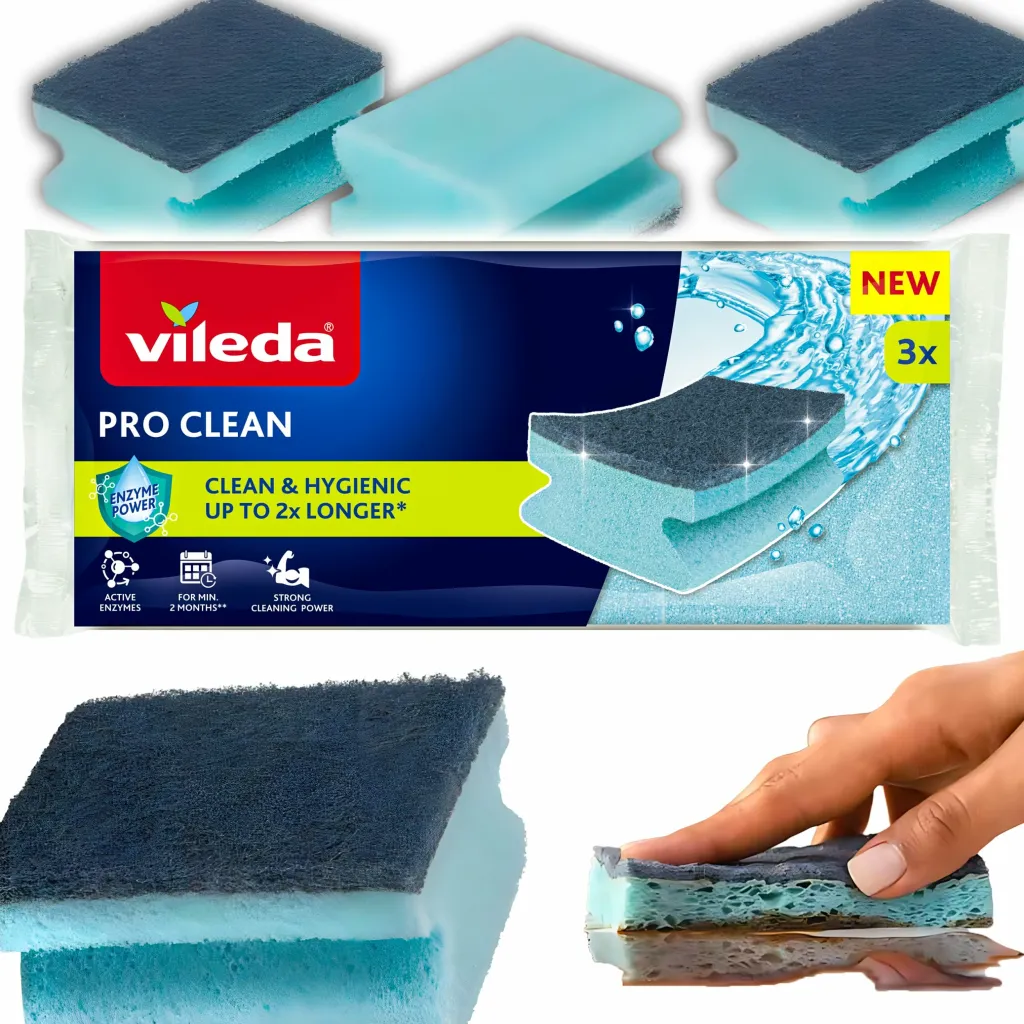 Sfungjer gërryes me enzima Vileda Pro Clean, 3 copë - 3