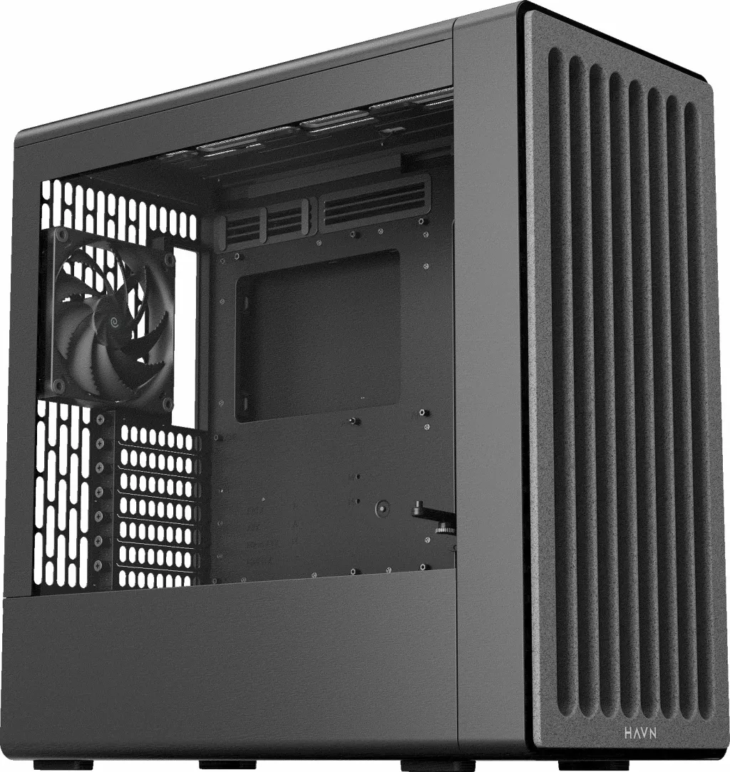 Kasë Havn BF 360 Flow (HVN-CA-BF360-04), Midi Tower, E-ATX/ATX, x3 ventilator, USB-C, e zezë - 2