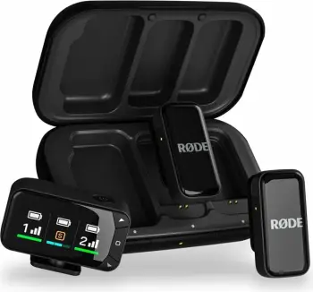 Mikrofon wireless Rode Wireless Micro Camera Kit WIMICROCKIT, USB-C, clip-on, omnidireksional, i zi, set 2x transmetues + 2x marrës + kuti karikimi