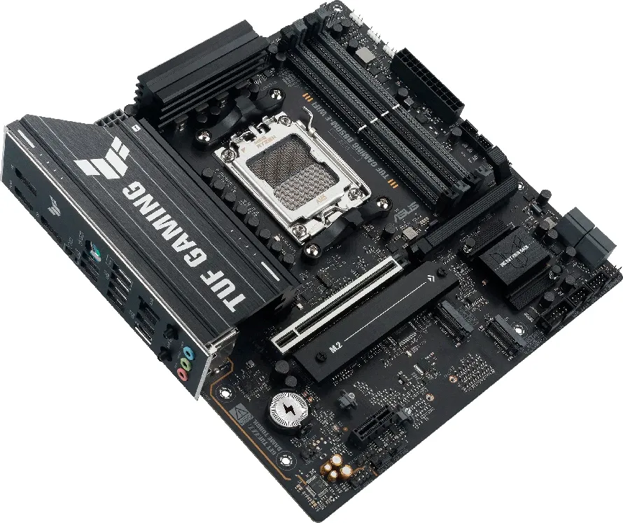 Pllakë amë ASUS TUF Gaming B850M-E WIFI, AM5, mATX, DDR5 4xDIMM, 3x M.2, 4x SATA, PCIe 5.0, 2.5GbE, WiFi 6E, Bluetooth 5.3 - 4